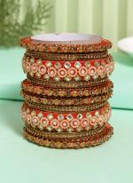   Wedding Wear  Peach Color Thread Bangle Set:-2.4